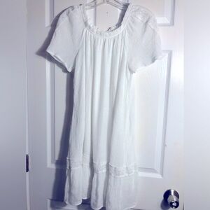 Naïf White Chic Lace-Trim Midi Dress M